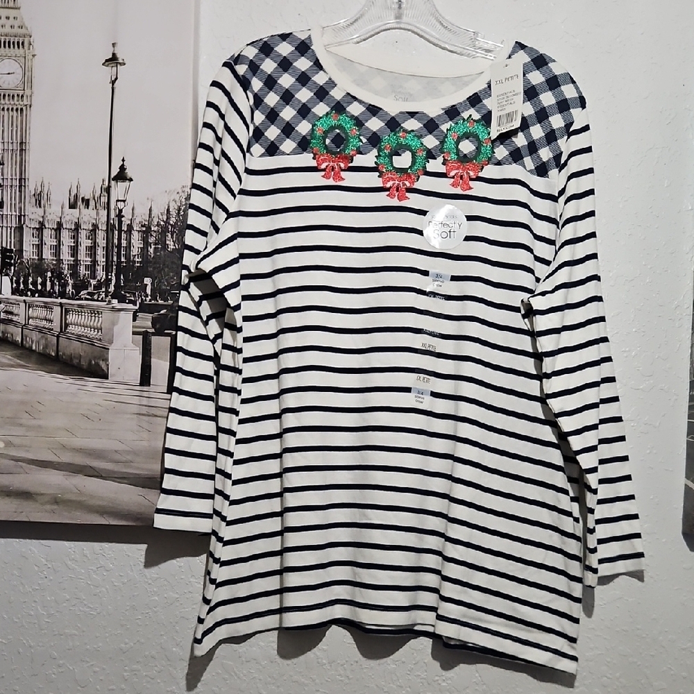 Kim Rogers Black and White Striped Long Sleeve Tee
